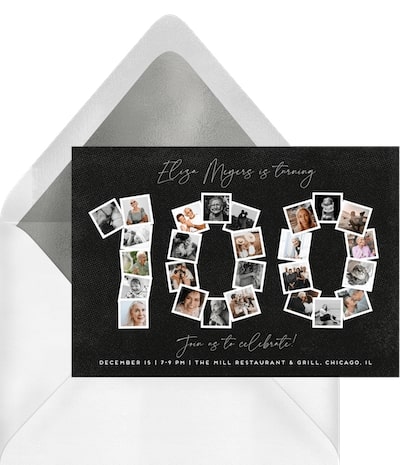 100th birthday invitations: 100 Milestone Collage Invitation