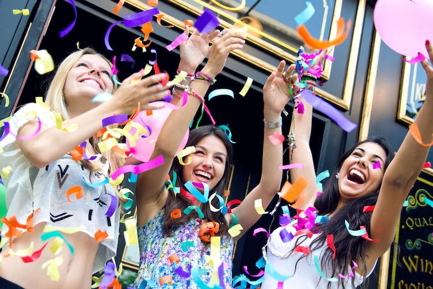 Group of girls celebrating a 16th birthday party