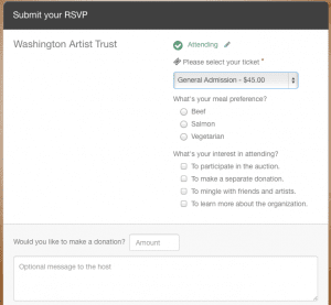 event management with ticketing and survey questions