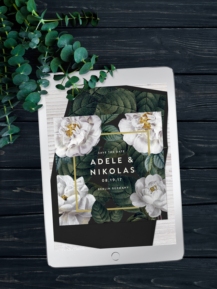 Vintage botanical wedding invitation