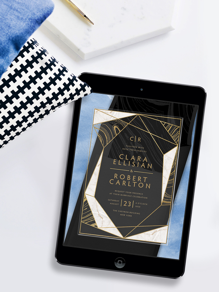 Modern acrylic wedding invitation for digital online wedding invitations