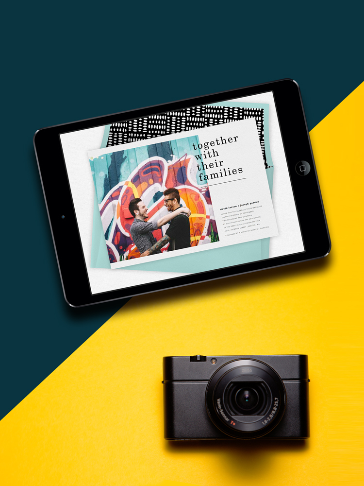 Minimalist photo-insert wedding invitation