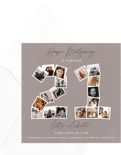 21 Milestone Collage Invitation