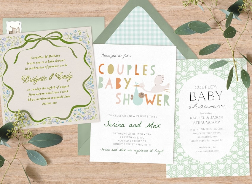 3 co-ed baby shower invitations
