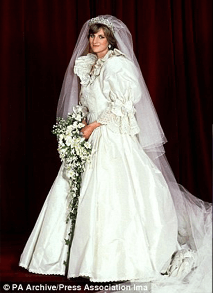 Princess Diana in her wedding gown