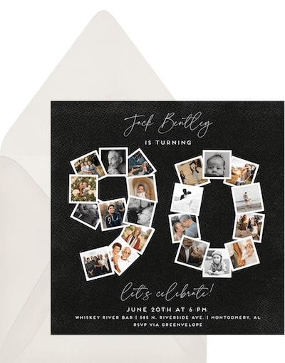 90th birthday ideas: 90 Milestone Collage Invitation
