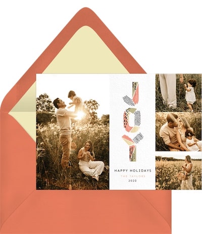 Merry Christmas wishes for friends: Abstract Lined Joy Card