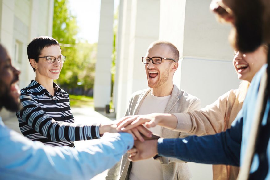 Corporate event ideas: A team huddle