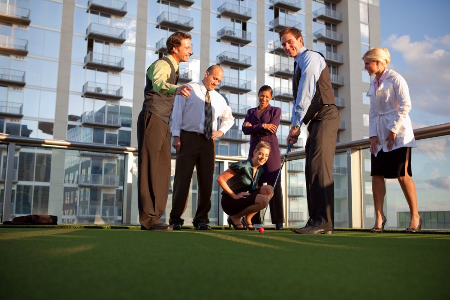 Corporate event ideas: A rooftop putt-putt event