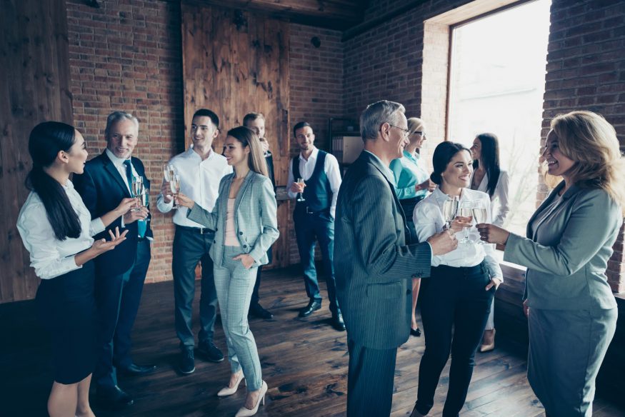 Corporate event ideas: Coworkers at a gallery opening