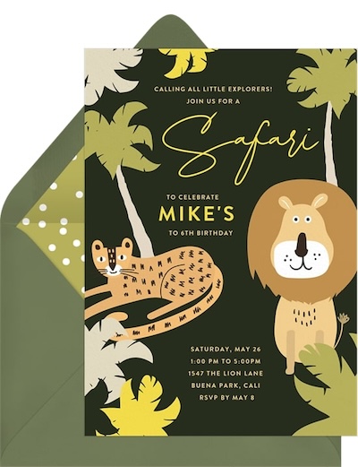 Young wild and three birthday: African Safari Invitation