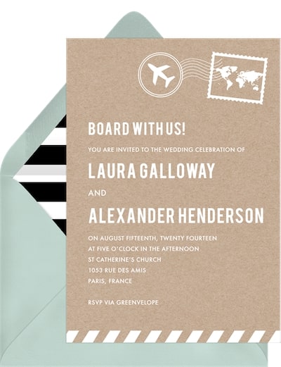 Wedding invitations passport: Airmail Invitation