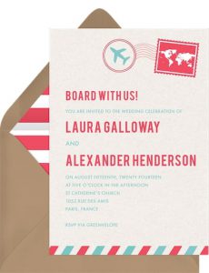 Passport wedding invitations: Airmail Invitation