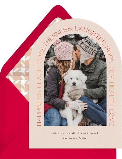 Holiday card messages: Arched Sentiments Card