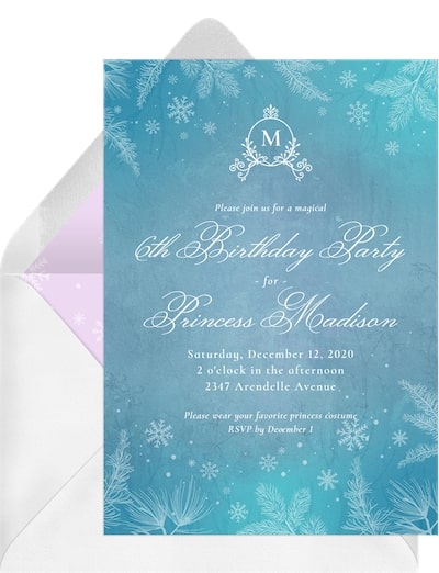 Princess birthday invitations: Arctic Princess Invitation