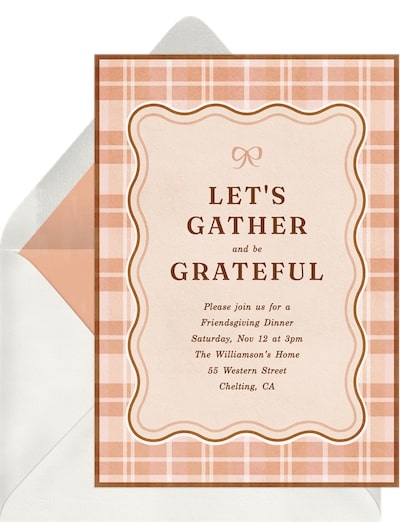 Friendsgiving invitations: Autumn Plaid Invitation