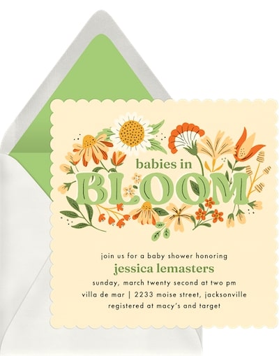 Baby in bloom invitations: Babies in Bloom Invitation