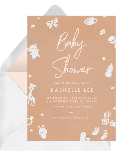 Teddy bear theme baby shower: Baby Essentials Invitation