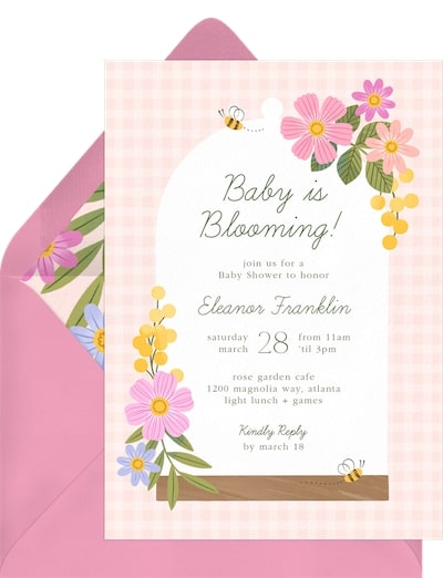 Floral baby shower invitations: Baby Terrarium Invitation
