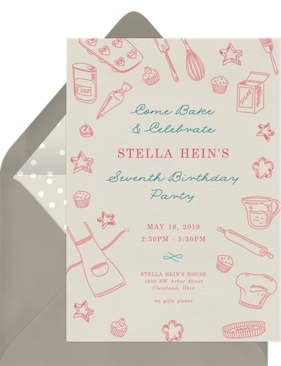 Baking birthday party: Baking Party Invitation