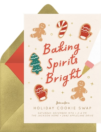 Christmas party invitations: Baking Spirits Bright Invitation
