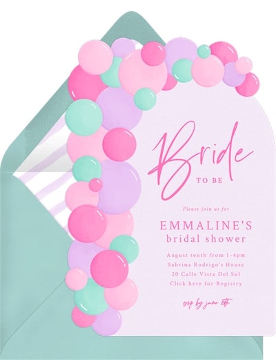 Bridal shower brunch ideas: Balloon Arch Invitation