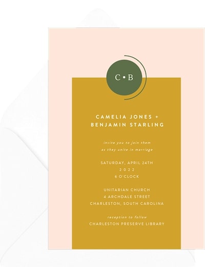 Modern wedding invitations: Bauhaus Monogram Invitation