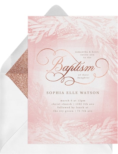 Baptism party ideas: Beautiful Baptism Invitation