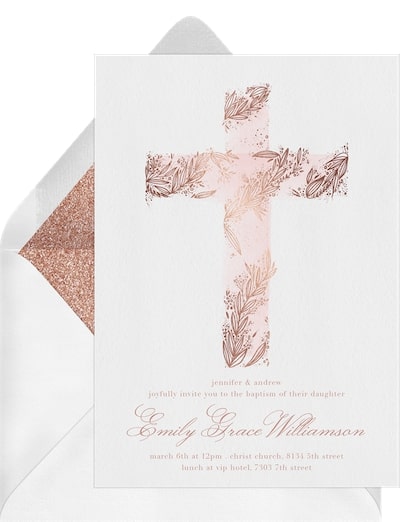 Baptism invitations girl: Beautiful Cross Invitation