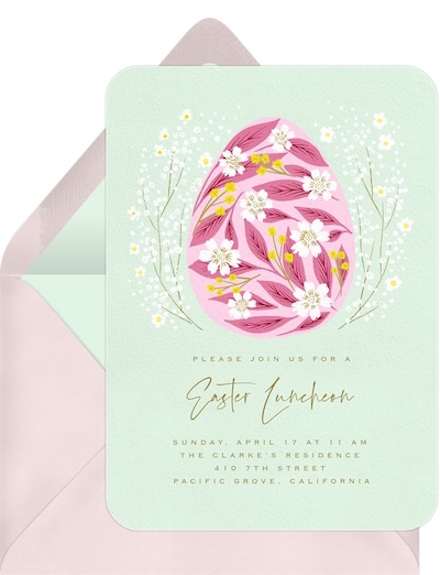 Beautiful Floral Egg Invitation