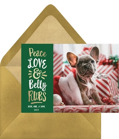 Pet holiday cards: Belly Rubs Card