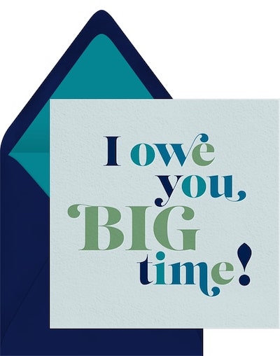 Custom thank you cards: Big Time Card