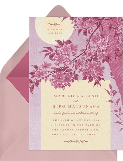 Asian wedding invitations: Blossoming Cherry Invitation