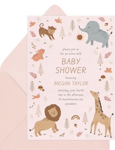 Boho Baby Animals Invitation