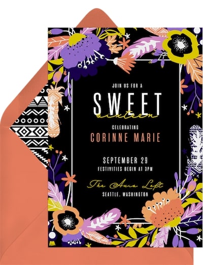 Sweet 16 invitation ideas: Boho Birthday Invitation