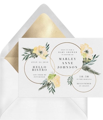 Summer baby shower themes: Boho Hoops Invitation