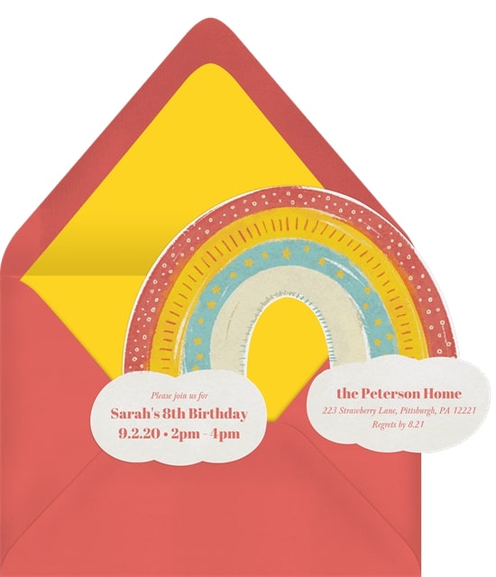 Rainbow birthday party: Boho Rainbow Invitation