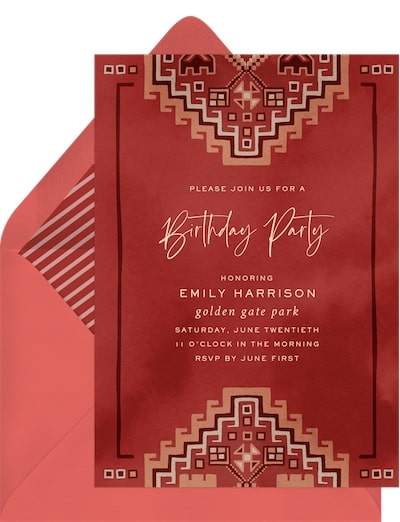Dinner theme ideas: Boho Tapestry Invitation