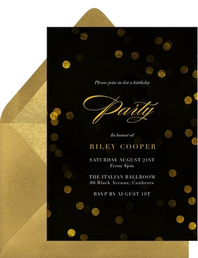 Golden birthday: Bokeh Masquerade Invitation