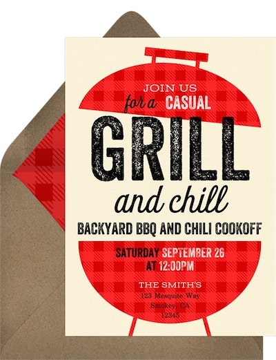 Pool party ideas for adults: Bold BBQ Invitation