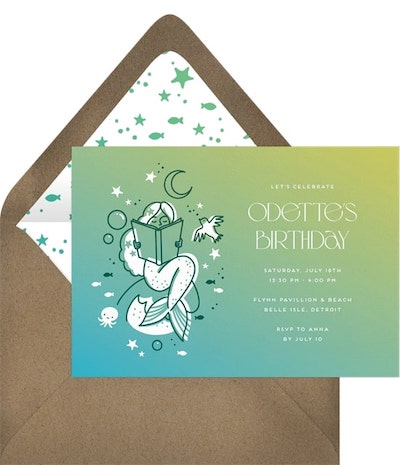 23rd birthday ideas: Bookish Mermaid Invitation