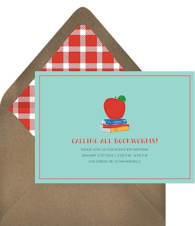 Classroom party ideas: Bookworms Invitation