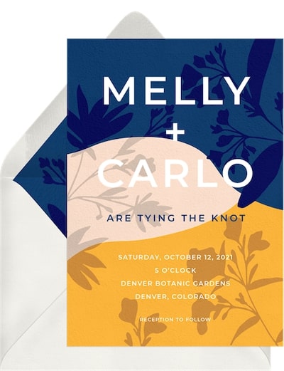 How to choose wedding colors: Botanical Silhouette Invitation