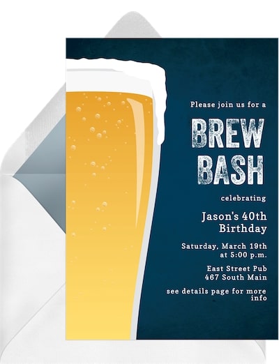 50th birthday party ideas for men: Brew Bash Invitation