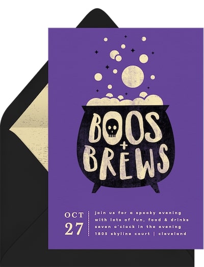 Halloween themes for work: Brewing Cauldron Invitation