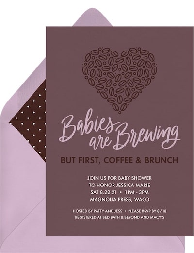 Twin baby shower ideas: Brewing Invitation