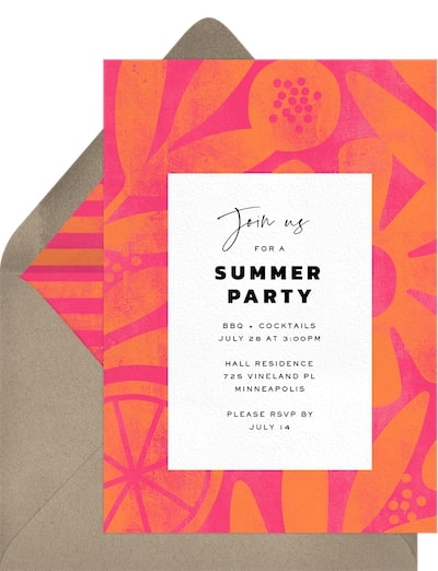 Summer theme party ideas for adults: Bright Summer Invitation