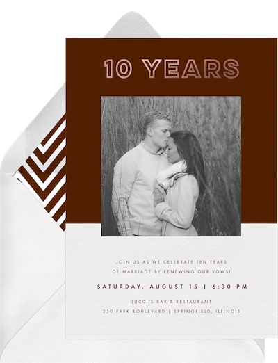 Vow renewal invitations: Bronze Statement Invitation