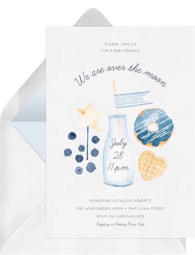 Baby shower brunch: Brunch in Blue Invitation