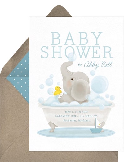 Baby shower games: Bubble Bath Invitation